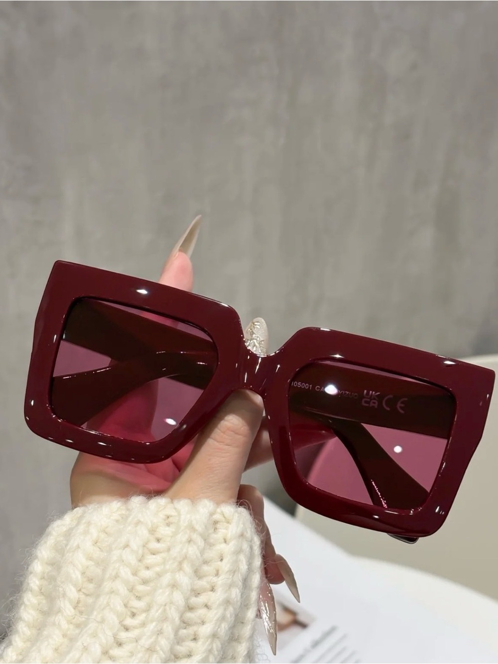 Women's Oversized Square Sunglasses - Burgundy